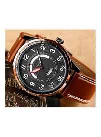 Curren 8267 Stylish Leather Strap Wrist Watch For Men - Brown./