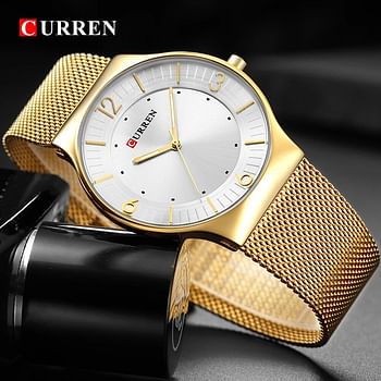 CURREN Women's Water Resistant Analog Watch 8304 Golden Silver