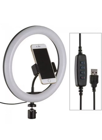 Generic LC-330 LED Selfie Ring Fill Light With Stand And Phone Holder - Black