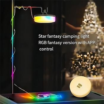 2-in-1 Roll Up LED Camping Colorful String Lights and Camping Lantern,18FT Rechargeable, with APP Control, for Indoor and Outdoor Decorative, Camping, Party Festival random color