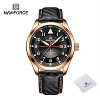 نافيفورس 8022 رجال الأعمال ساعة اليد العلامة التجارية Luxury أوتوماتيكية ساعة جلد طبيعي أسود الرياضة الكوارتز رج / ب