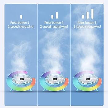 مروحة صغيرة ملونة لسطح المكتب متعددة الوظائف، مروحة محمولة مثبتة على الأرض مع إضاءة، مروحة شخصية لشحن USB، مروحة دوران الهواء، 5 مصابيح، بطارية ذات سعة كبيرة، لون عشوائي