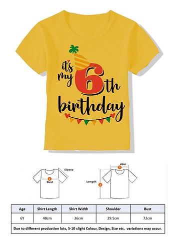 Its My 6th Birthday Party Boys and Girls Costume Tshirt Memorable Gift Idea Amazing Photoshoot Prop Yellow