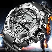 Men Military Sport Watch Dual time with LED backlight function