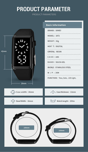 SKMEI 1972 LED ساعة رقمية رياضية نسائية من Light Date