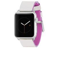 Case-Mate - حزام معصم من الجلد الطبيعي بحواف 38 مم لساعة Apple Watch باللون العاجي الوردي