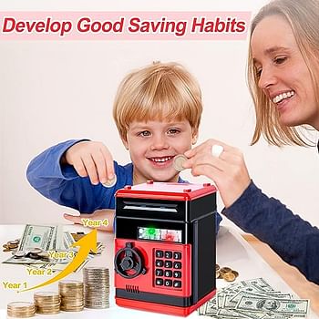 Money Bank for Kids,Password Money Box for Kids ATM Savings Bank Electronic Piggy Bank for Boys Girls Ages 3-12 Birthday Gifts Kids Safe Box Cash Coin Money Safe for Kids Multicolor.