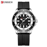 Curren 8448 Men's Quartz Watch Silicone Strap Fashion Sports Waterproof / Black