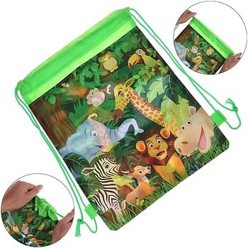 Drawstring Character Bags Pack of 10 Safari