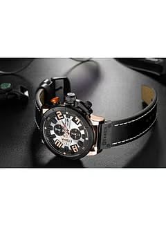CURREN 8312 Men Japan Quartz Movement Watch Fashion Casual Leather Band Business Watch Auto Date - Black Rose Gold