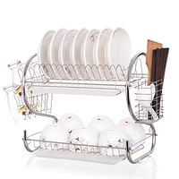 2 Layer Stainless steel Kitchen Shelves Dish Rack Dish Drainer Storage Rack Drain Dish Kitchenware home