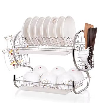 2 Layer Stainless steel Kitchen Shelves Dish Rack Dish Drainer Storage Rack Drain Dish Kitchenware home