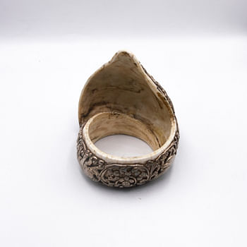 Exquisite Shell Bangle Made of Pure Silver Handmade in Nepal Dragon Carving for Decorative Purpose