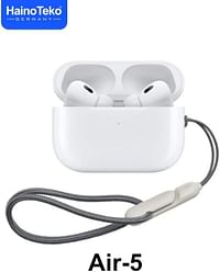 Haino Teko Germany AIR-5 Wireless In Ear Bluetooth Earphone, Free Silicon Cover With Hook, Original German Quality Compatible with IOS And Android Devices, White