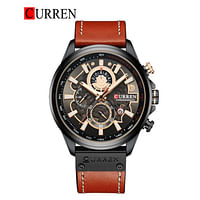 CURREN Original Brand Leather Straps Wrist Watch For Men 8380 Brown Black