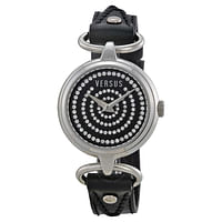 Versus by Versace Women's 3C68100000 Versus V Black Crystal Dial Genuine Leather Watch