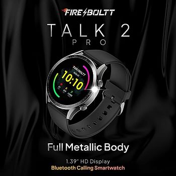 Fire-Boltt Talk 2 Pro Bluetooth Calling Smartwatch, 1.39" TFT Display with Dual Button, Hands On Voice Assistance, 120 Sports Modes, in Built Mic & Speaker with IP68 Rating (Black)