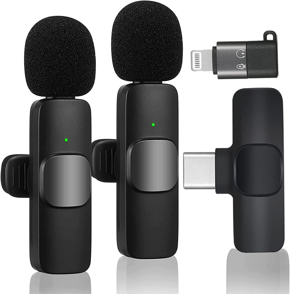 K9 Wireless Collar Microphone Dual Lapel Lavalier Omnidirectional Mic Plug and Play Mike for Vlogging Interview Live Streaming YouTube Video Compatible with Android Smartphones & iPhone(iOS)