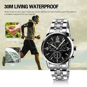 SKMEI Business Fashion Stainless Steel Waterproof Watches for Men 9070