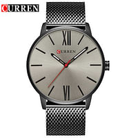 CURREN Original Brand Mesh Band Wrist Watch For Men 8238 Black Grey