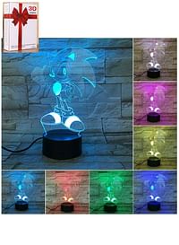 -مصباح طاولة LED بإضاءة متعددة الألوان RGB من سونيك مع 7 تأثيرات فلاش ملونة | هدية زينة مميزة متعدد الألوان 24سم
