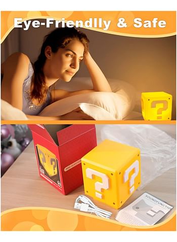 Super Bros-Mini Question Block Night Light, Bedside Lamp, Desk Lamp For Kids And Fans, Birthday Gift, Equipped With The Game's Same Gold Coin Sound