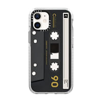 Casetify Cassette Collection Apple iPhone 12 Mini Case - 10 Ft. غطاء ممتص للصدمات للحماية من الصدمات ، مضاد للميكروبات ، نحيف وخفيف الوزن ، متوافق مع الشحن اللاسلكي و MagSafe - Mixtape أسود