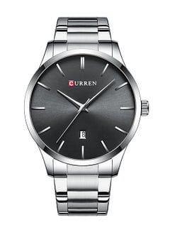 CURREN Men's Waterproof Simple Stainless Steel Band Casual Quartz Wrist Watch 8357 - 45 mm - Silver