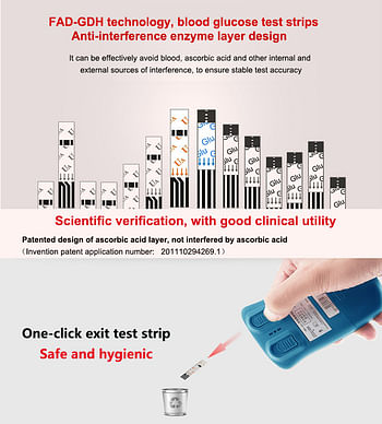 Sinocare Blood Glucose Uric Acid Meter with Advanced test strips Lancet Safe AQ UG for Multifunctions - Bundle (Device + 50 uric acid stips + 50 Safe AQ UG strips + 100 lancets)