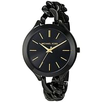 Michael Kors Mk3317 Casual Watch Analog Display For Women, Black Band