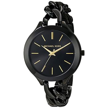 Michael Kors Mk3317 Casual Watch Analog Display For Women, Black Band