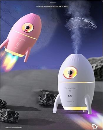 350ml Astronaut Rocket Humidifier Large Spray Desktop Home Bedroom Mini Aromatherapy Machine USB Charge Purifier Atmosphere Lamp