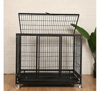 Kingkong Heavy Duty Dog Crate With Wheels And Top Door Opening – 106x71x87cm