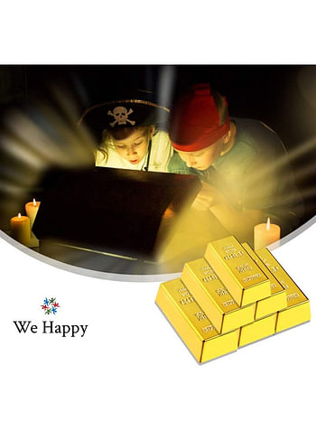 We Happy Fake Gold Bar Toy Party Activity Props Home Décor Paperweight Door Stop for Children (Pack of 6)