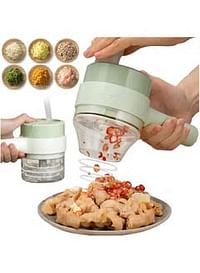 4 in 1 Handheld Electric Vegetable Cutter Set Kitchen Tool Garlic Chilli Pepper Onion Celery Ginger Meat With Brush