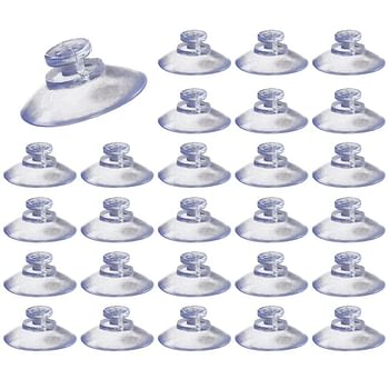 Glass Suction Rubber Cups (Clear) 24 Pices 25mm  For glass, marble and ceramic surfaces. Rubber Transparent  Without Hooks for Home and Offices Decoration.