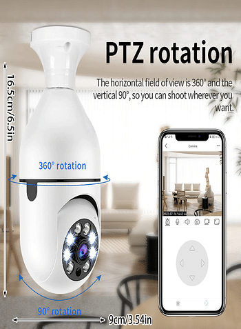 WiFi 360 1080P Panoramic Bulb Camera light bulb IP Camera HD night vision wireless camera wifi camera cloud table lamp - White