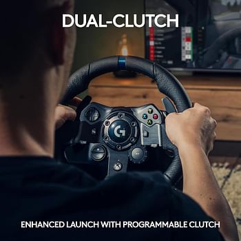 Logitech G923 Racing Wheel and Pedals for Xbox Series X|S, Xbox One and PC featuring TRUEFORCE up to 1000 Hz Force Feedback, Responsive Pedal, Dual Clutch Launch Control, and Genuine Leather Wheel