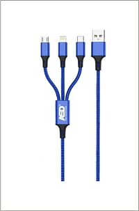 Trilogy Multi Fast Charging Cable | 6A 3 in 1 compatible super fast charge cable ASD-56C Blue