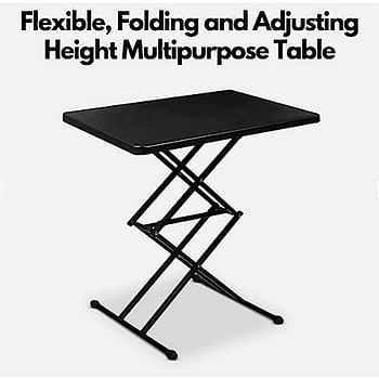 Plastic Adjusting, Folding, Flexible Multipurpose Scissors Table for Study, Dining, Laptop (Black)