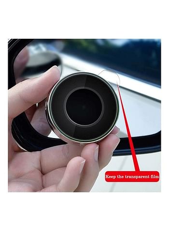 2 Pcs Car Rear view Mirror Suction Cup Auxiliary 360 Degree Rotating Wide Angle Round Frame Mirror for Automotives - Silver