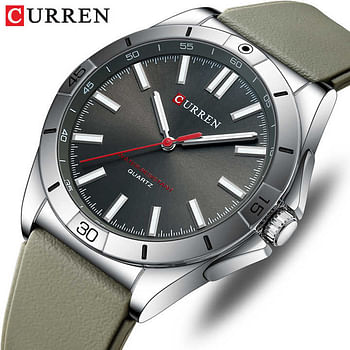 Curren 8449 Men's Quartz Watch Silicone Strap Fashion Sports Waterproof / Grey