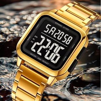 SKMEI 2133 Waterproof Stainless Steel Digital Men's Watch 40 mm- Silver