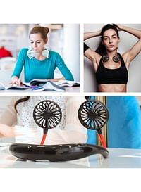 Portable Fan 360 Degree Universal Adjustment USB Rechargeable with Dual Wind Head Fan Hand Free Wearable Neckband Fan Large Speed Range, Intelligent Wind Speed Control Operated, Convenient And Fast Sports, Leisure, Office, Fitness Lower Wind Noise