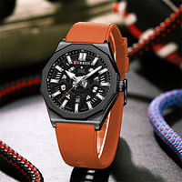 Curren 8437 Original Brand Rubber Straps Wrist Watch For Men - Brown and Black