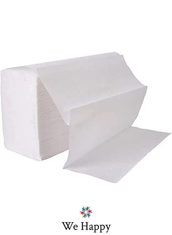 We Happy Best Quality Interfold Tissue Papers Washroom Disposable Hand Towel 3000 PCs Best to use in House, Offices, Hospitals or in Cars 150 Pcs X 20 Boxes