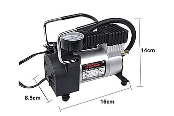 Single Cylinder Air Compressor Heavy Duty Metal Pump Portable Tyre Inflator, Cooper Winding, 12V Dc, 150Psi, 35L/Min Air Flow