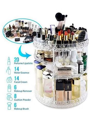 360 Degree Rotating Makeup Organizer Clear