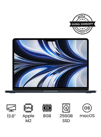Apple MacBook Air MLY33 13.6-Inch Display : Apple M2 chip with 8-core CPU and 8-core GPU, 256GB SSD, English Keyboard  - Midnight