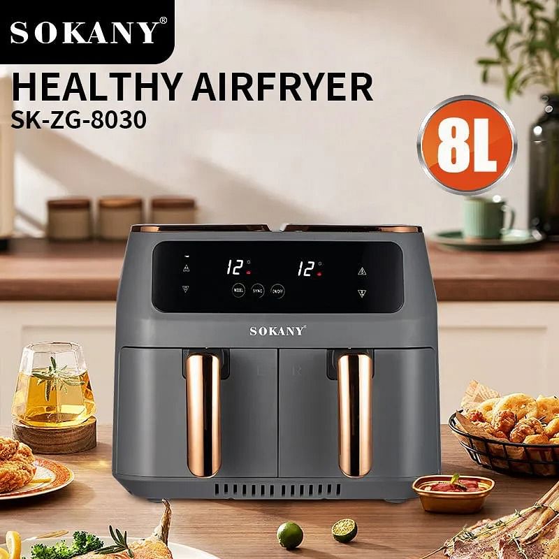 Sokany 8030 Two Zones Cyclonic Air One-pot Dual-use Air Fryer SK-ZG-8030 8L